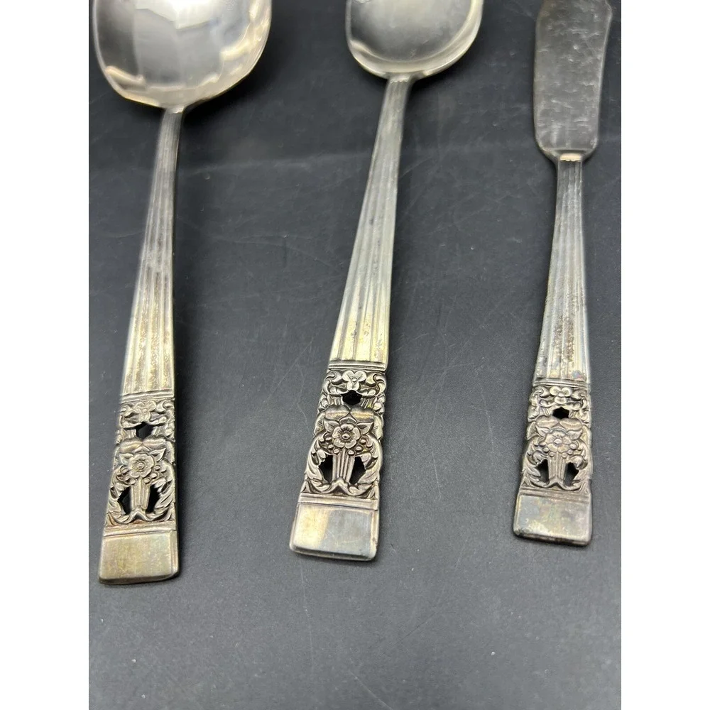 Lot of 3 CORONATION Community Silverplate Flatware Serving Spoon, Spoon, Knife